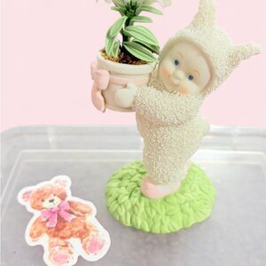 Department 56 Snowbaby Bunny Figurine with Plant